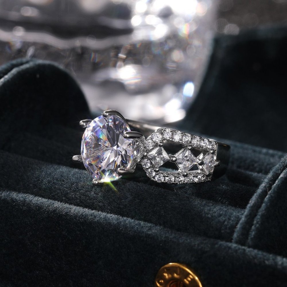 💍Beautiful Hollow Luxury CZ Silver Wedding Promise Ring for Women, K787 - Picture 6 of 9